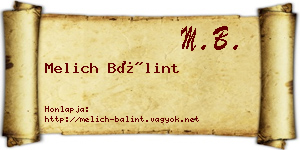 Melich Bálint névjegykártya